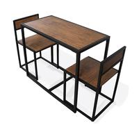 DIVCHI 3 Piece Dining Table Set Kitchen Table & Chair Sets For 2 Breakfast Bar Table And Chairs Set With Space Saving Design For Dining Room Living Room Kitchen (Brown)