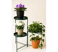 DIVCHI 3 Tier Metal Display Stand - Multi-Purpose Plant Rack, Ornament Shelf, Storage Holder & Decorative Stand for Indoor & Outdoor Use in Home, Garden, Balcony, Patio, Living Room & Office (Green)