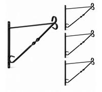 Divchi 4 Pack 8 Inch Black Metal Wall Hooks For Hanging Baskets, Lanterns And Bird Feeders
