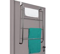 DIVCHI 4 Tier Chrome Over-the-Door Clothes Airer Towel Rail Rack Hanger Bar Holder Bathroom Bath Towels Storage Organizer