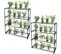 DIVCHI 4-Tier Garden Storage Shelves | Shelving Unit | Greenhouse Shelf | Shed Rack | Plant Racks | Garage Racking | Green House Staging - Easy No Tool Assembly (Pack Of 2) (Flower Pots Not Included)