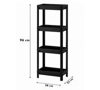Divchi 4 Tier Rolling Storage Trolley 36 X 23 X 96 Cm, Slim Plastic Utility Cart On Wheels, Black