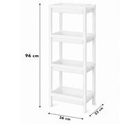 Divchi 4 Tier Rolling Storage Trolley 36 X 23 X 96 Cm, Slim Plastic Utility Cart On Wheels, White