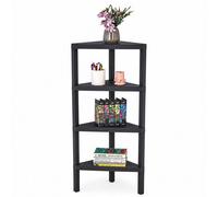 Divchi 4 Tier Triangle Corner Shelf Black Freestanding Storage Shelving Unit For Kitchen Bedroom