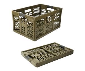 DIVCHI 45L Foldable Crate Plastic Storage Box Basket Collapsible Organizer Bin with Handles Multi-Use Crates for Kitchen Clothes Books & More (Pack Of 1, Brown)