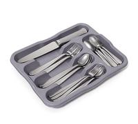 DIVCHI 5 Compartment Cutlery Tray Compact Storage Divider for Kitchen Drawers Plastic Cutlery Organiser Insert Anti-Slip Base, Utensil Holder for Knives Forks Spoons, Durable Easy Clean (Light Grey)