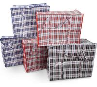 Divchi 5 Pack Laundry Bags With Strong Handle & Dual Zip Checkered Reusable Multipurpose Boxes 70X60X28Cm