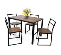 Divchi 5 Piece Metal Frame Dining Table & Chairs Set - Brown