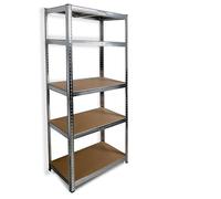 DIVCHI 5 Tier Storage Rack Heavy Duty Shelving Aluminium Garage Shelves Heavy Duty Shed Storage Racking Shelf For Warehouse Workshop & Office (Silver, Pack of 1)