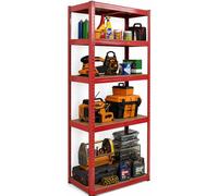 DIVCHI 5 Tier Storage Rack Heavy Duty Shelving Aluminium Garage Shelves Shed Storage Racking Shelf For Warehouse Workshop & Office (Red, Pack of 1) Up to Maximum 175 kg Per Shelf
