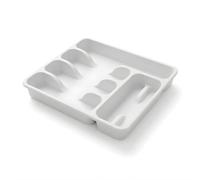DIVCHI 6 Compartment Cutlery Tray for Kitchen Drawers - Plastic Cutlery Organiser Insert, Compact Drawer Organiser & Utensil Holder for Knives Forks Spoons | Durable Kitchen Storage Organiser (White)