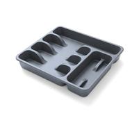 DIVCHI 6 Compartment Cutlery Tray for Kitchen Drawers - Plastic Cutlery Organiser Insert, Compact Drawer Organiser & Utensil Holder for Knives Forks Spoons | Durable Kitchen Storage Organiser (Grey)