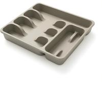 DIVCHI 6 Compartment Cutlery Tray for Kitchen Drawers - Plastic Cutlery Organiser Insert, Compact Drawer Organiser & Utensil Holder for Knives Forks Spoons | Durable Kitchen Storage Organiser (Beige)