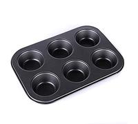 DIVCHI 6 Cup Muffin Pan Non Stick Baking Tray - BPA Free Cupcake Tin, Heavy Duty Muffin Tin for Baking, Dishwasher Safe Black Cupcake Baking Tray