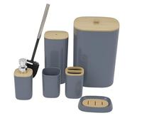 DIVCHI 6 Pieces Bathroom Accessories Set Luxury Accessory Sets Bathroom Bin And Toilet Brush Set Toothbrush Holder Tumbler Soap Dish Trash Can Soap Dispenser Bath Set Gift (Dark Blue)