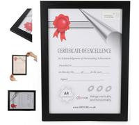 Divchi A4 Photo Frame Mdf Freestanding Tabletop And Wall Mountable Picture Frame Certificate Art Print Poster Frames (Black)