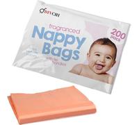 Divchi Baby Disposable Diaper Sacks Bags Dispenser Antibacterial Power Scented Nappy Disposal Bag Easy Tie For Travel 1 X 200 Pack