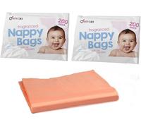 Divchi Baby Disposable Diaper Sacks Bags Dispenser Antibacterial Power Scented Nappy Disposal Bag Easy Tie For Travel 2 X 200 Pack