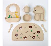 Divchi Baby Weaning Set, Silicone Baby Feeding Set Of 7 With Suction Bowl, Spoon, Fork & Cup Weaning Set, Suction Bowl And Baby