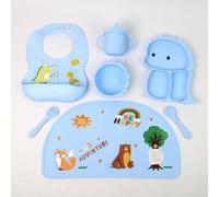 Divchi Baby Weaning Set, Silicone Baby Feeding Set Of 7 With Suction Bowl, Spoon, Fork & Cup Weaning Set, Suction Bowl And Baby