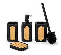 DIVCHI Bathroom Accessories Set - 5-piece Modern Bathroom Toilet Brush Set - Includes Toilet Brush Toothbrush Holder Soap Tray and Smooth Pump Dispenser (Black)