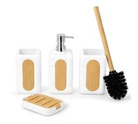 DIVCHI Bathroom Accessories Set - 5-piece Modern Bathroom Toilet Brush Set - Includes Toilet Brush Toothbrush Holder Soap Tray and Smooth Pump Dispenser (White)
