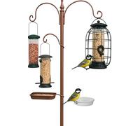 DIVCHI Bird Feeders Hanging Station With 2 Dishes Feeder Pole, Feeding Station, Metal Bird Feeder Stand, Feeders For Small Birds Garden Decorations (Only Station, Feeder Not Included)