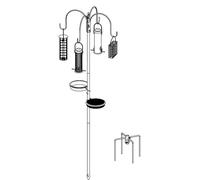 DIVCHI Bird Feeders Hanging Station With Ground Plug 3 Tubes And 4 Hooks Feeding Pole Metal Bird Feeder Stand For Small Birds Garden Decorations (Only Station, Feeder Not Included)