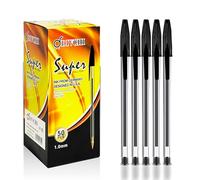 DIVCHI Black Ball Pen Pack of 50 Pens 1mm Fine Tip Quick Drying Pens Smooth Writing - Ballpoint Biros Multipack, Professional Ball Point Writing Pens Home Office School Stationery Set (Black)