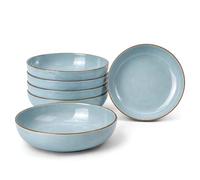 DIVCHI Bowls Set of 6, Ceramic Serving Bowl, Blue (21x5cm) | Cereal Table Dish For Breakfast, Soup, Ramen & Dessert - Durable Everyday Tableware Crockery for Home & Restaurants