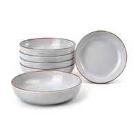 DIVCHI Bowls Set of 6, Ceramic Serving Bowl, Grey (21x5cm) | Cereal Table Dish For Breakfast, Soup, Ramen & Dessert - Durable Everyday Tableware Crockery for Home & Restaurants