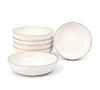 DIVCHI Bowls Set of 6, Ceramic Serving Bowl, Off-White (21x5cm) | Cereal Table Dish For Breakfast, Soup, Ramen & Dessert - Durable Everyday Tableware Crockery for Home & Restaurants