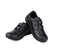 DIVCHI Boys Girls School Shoes Black Leather Easy Touch Fasten Shoes for Kids