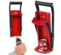 DIVCHI Can Crushers 2-in-1 Heavy Duty - Wall Mounted 16oz/500ml Beer & Soda Can Crusher with Built-in Bottle Opener, Bend-Resistant Steel, Non-Slip Grip Handle, Easy Install - Red