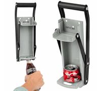 DIVCHI Can Crushers 2-in-1 Heavy Duty - Wall Mounted 16oz/500ml Beer & Soda Can Crusher with Built-in Bottle Opener, Bend-Resistant Steel, Non-Slip Grip Handle, Easy Install - Silver