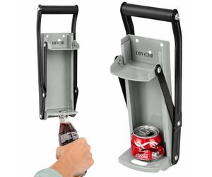 DIVCHI Can Crushers 2-in-1 Heavy Duty - Wall Mounted 16oz/500ml Beer & Soda Can Crusher with Built-in Bottle Opener, Bend-Resistant Steel, Non-Slip Grip Handle, Easy Install - Silver