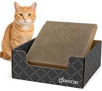 DIVCHI Cardboard Cat Scratcher Box & Bed - 2 Pcs Corrugated Scratch Pad for Indoor Cats | Refillable Scratching Board Toy for Play & Furniture Protection