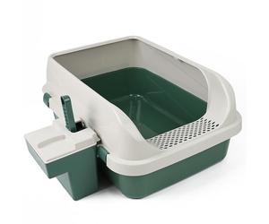 DIVCHI Cat Litter Tray Box, Litter Box, Plastic Cat Open Top Litter Tray with Scoop and Scoop Box Kitten Detachable Rim Easy Cleaning, 57.2 x 41.5 x 24.3cm