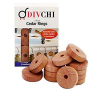 DIVCHI Cedar Wood Moth Repellent, 100% Natural Anti Moth Repellent Cedar Rings 12Pack Clothes Protection, Storage Accessories Cedar Rings Wardrobes Drawers Freshener Chemical-Free Rings for Hanger