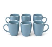DIVCHI Coffee Mugs Set of 6 Ceramic Tea Hot Chocolate Cups | Blue | Large Mugs for Hot Drinks, Comfortable Handle, Smooth Glazed Finish, Attractive Design, Cappuccino Latte Cup Set