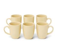 DIVCHI Coffee Mugs Set of 6 Ceramic Tea Hot Chocolate Cups | Pale Yellow | Large Mugs for Hot Drinks, Comfortable Handle, Smooth Glazed Finish, Attractive Design, Cappuccino Latte Cup Set
