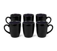 Divchi Coffee Mugs Set Of 6 Ceramic Tea Hot Chocolate Cups Solid Black
