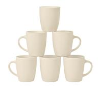 DIVCHI Coffee Mugs Set of 6 Stoneware 360ml Cups with Handle Dishwasher & Microwave Safe Mug Sets Wide Tea Coffee and Hot Chocolate Cup (Cream)