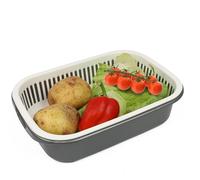DIVCHI Colander Food Strainer Kitchen Bowl Sets Double-layer Detachable Fruits Washing Basket | Washing Bowl | Food Strainers | Colander | Vegetables Drainer (Grey)