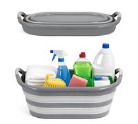 DIVCHI Collapsible Laundry Basket 45L - Plastic Foldable Pop Up Storage Container/Organizer - Portable Washing Tub - Space Saving Hamper/Basket (Grey)