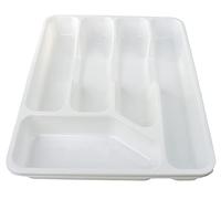 DIVCHI Cutlery Drawer Organiser 5 Compartment Utensil Tray for Kitchen, Silverware and Flatware Holder, Compact Plastic Storage for Spoons Forks Knives