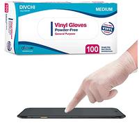 DIVCHI Disposable Gloves Latex-Free Clear Vinyl Gloves [100-Count] Powder-Free All-Purpose Gloves, Dispenser Box Gloves 100 Pieces - Medium Gloves (Pack of 100)