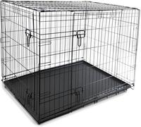 Divchi Dog Crate Cage With Tray Durable, Foldable Double Doors Easy Clean Removable Tray Cats House Black 91 X 58 X 63