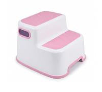 DIVCHI Double Step Stool for Kids Non-Slip Toddler Steps 2-Up Bathroom Stools with Carry Handles For Potty Training Bathroom & Kitchen Use (Pink)