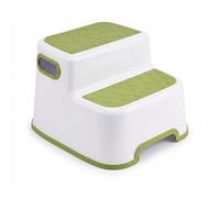 DIVCHI Double Step Stool for Kids Non-Slip Toddler Steps 2-Up Bathroom Stools with Carry Handles For Potty Training Bathroom & Kitchen Use (Green)